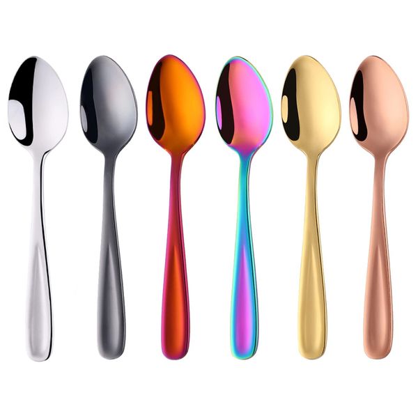 Buyer Star 5.5 Inch Multicolored Small Spoons Set of 6, Stainless Steel Coffee Spoon Set, Mini Dessert Spoons Teaspoons Tiny Stirring Spoon Demitasse Espresso Coffee Spoons