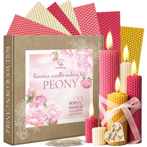 Beeswax Candle Making Kit for Women - Floral Themed DIY Candle Rolling Kit for Beginners, Pretty Flower Candles Craft - Great Gift for Mothers or Mom with Kids