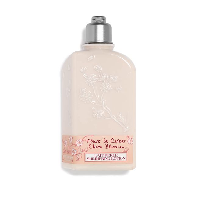 L'Occitane Cherry Blossom Shimmering Lotion 8.40 fl. Oz: Fruity and Floral Scent, Moisturizing, Softening, Enhance Glow, Vegan