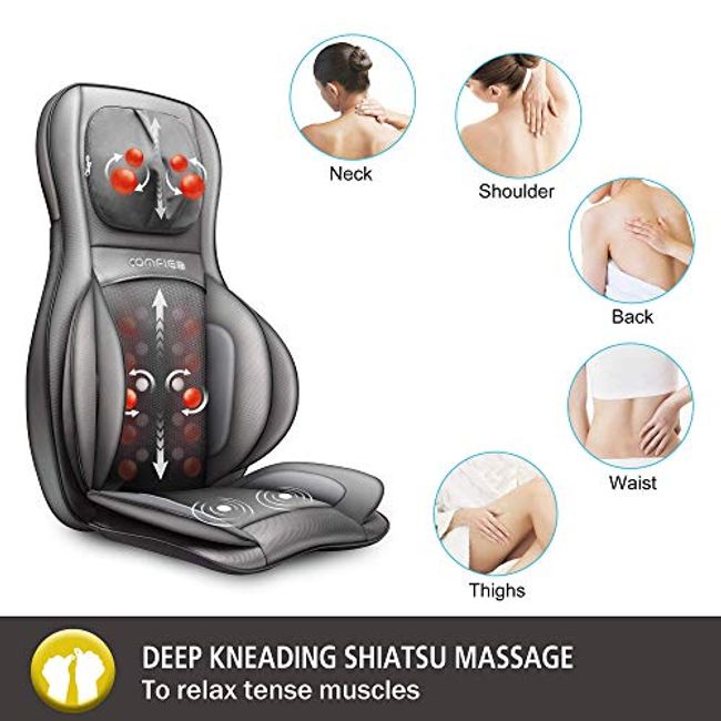 Back Massager with Heat, Rolling, Kneading Seat Massager and