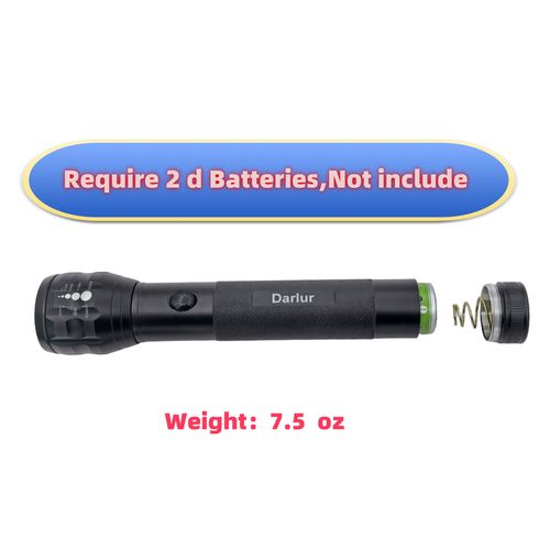 Darlur LED Flashlight, High Lumens, 2 D Cell Battery Powered, Aluminum Body (2)