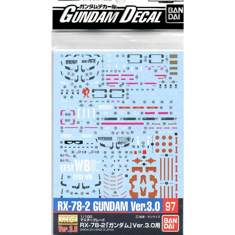 Bandai Hobby GD-97 MG Gundam Ver. 3.0 - Planche De Décalcomanies Bandai (Lot 6) - Autocollants Officiels Pour Modélisme - Qualité Premium