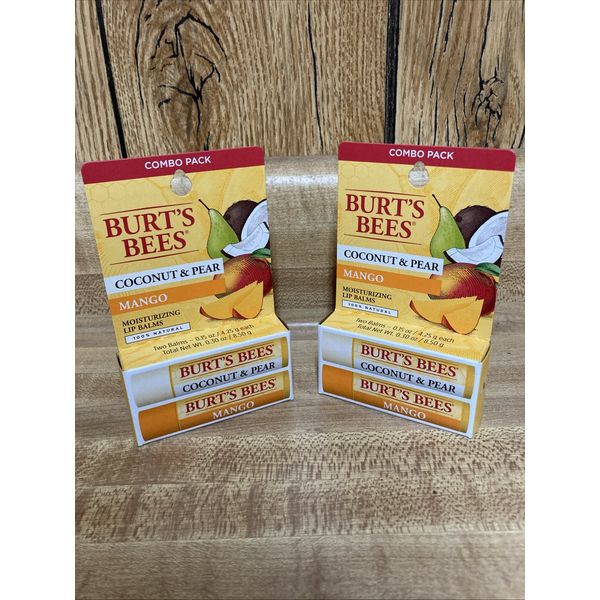 2 Pack x2pc Burt’s Bees Moisturizing Lip Balm Coconut & Pear + Mango Combo Pack