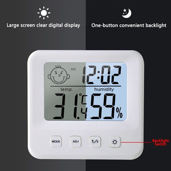 Digital Temperature and Humidity Meter Sensor Gauge Large LCD