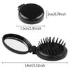 Dadabig 4 PCS Mini Round Folding Comb, Folding Travel Mirror Hair Brush with Mirror Pocket Comb Folding Mirror for Travel Women and Girls, Black and Blue
