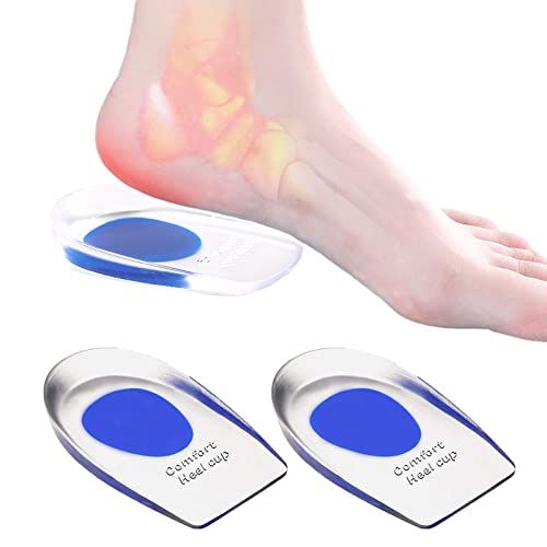 PureSino Heel Cushion, Insole, Heel Insole, Gel Silicone, Shock Absorption, Secret Insole, Heel Pain Relief, Gel Heel Pad, Left and Right Set, Unisex, Plantar Fasciitis, Walking, Standing Work, Achilles Tendonitis, Chic Rate, 1 Pair, Blue, Men's Size L, 9