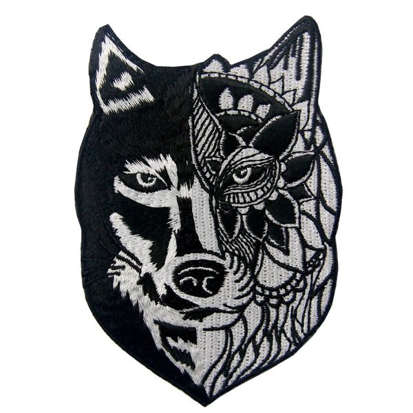 Sunflower Tribal Wolf Applique Embroidered Badge Iron On Sew On Patch