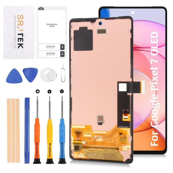 SRJTEK For Google Pixel 7 OLED Screen Replacement (Not Original) Display Screen + Frame 6.3" (Need Fingerprint Cable Transfer) LCD Screen Replacement Display Touch Digitizer Assembly