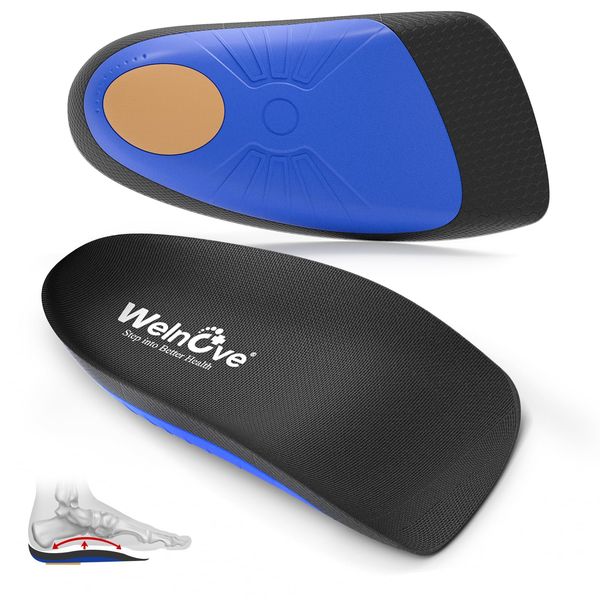 Heel Cushions Inserts for Heel Pain Relief - Welnove Arch Support Heel Insoles for Plantar Fasciitis Relief, Achilles Tendon, Heel Cups for Most Shoes, Heel Spur, Small, Women's 3.5-6.5, Men's 4-7