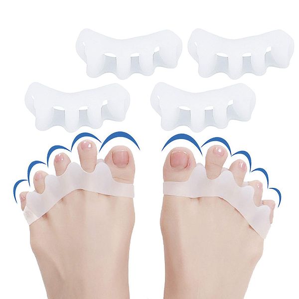 2Pairs Silicone Toe Separators Toe Spreaders Toe Stretchers Toe Straighteners Toe Divider for Overlapping Toes, Bunions, Hammer Toes, Plantar Fasciitis, Pedicure,Quick Pain Relief