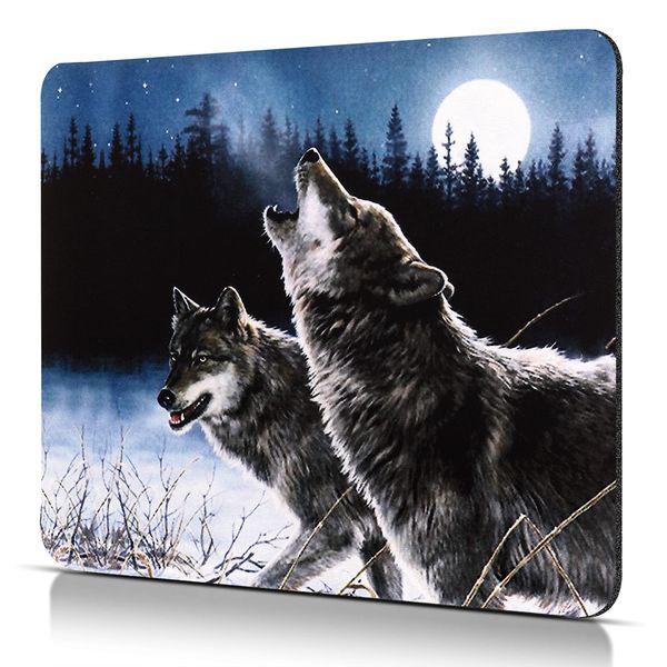 CHUQING Mauspad Wolf Mousepad klein Mouse Pad mit Motiv für Büro und Gaming Maus,Größe S,240 x 200 mm