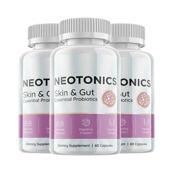 3-Pack Neotonics Skin & Gut Probiotic Pills, Neotonics Skin Gut Heath- 180 Caps