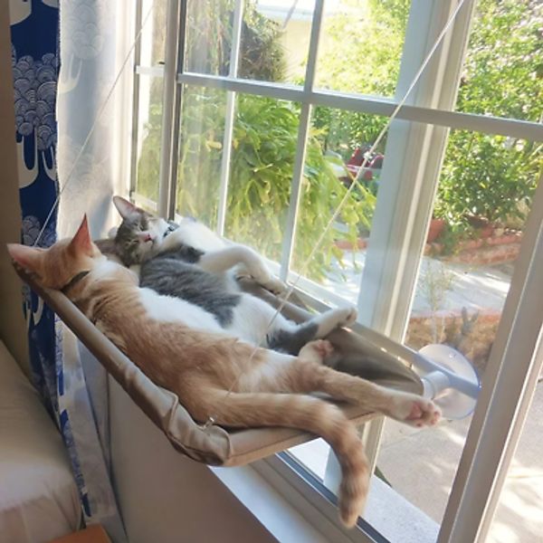 Sunbath Cat Hammock: Window Mounted Bed for Cool Relaxation - Pets Love It!