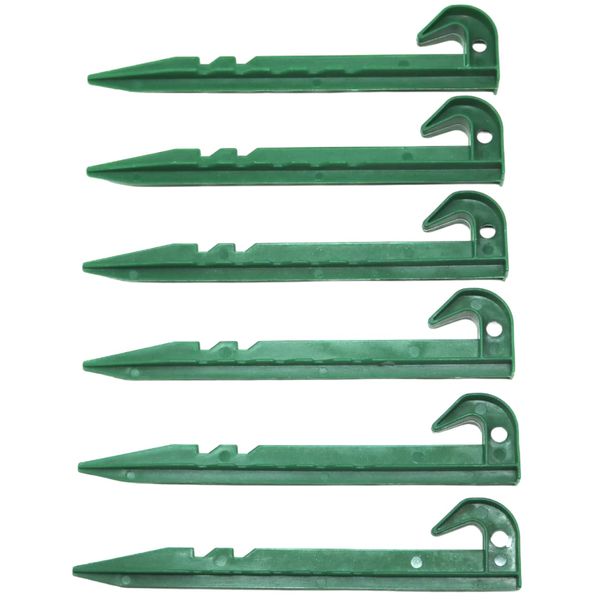 6 x fiXte Garden Securing Pegs Garden Hooked Netting Pegs for Fixing Fish Pond Camping Tent Bird Cage Weed Fabric Pest Control 145mm Green