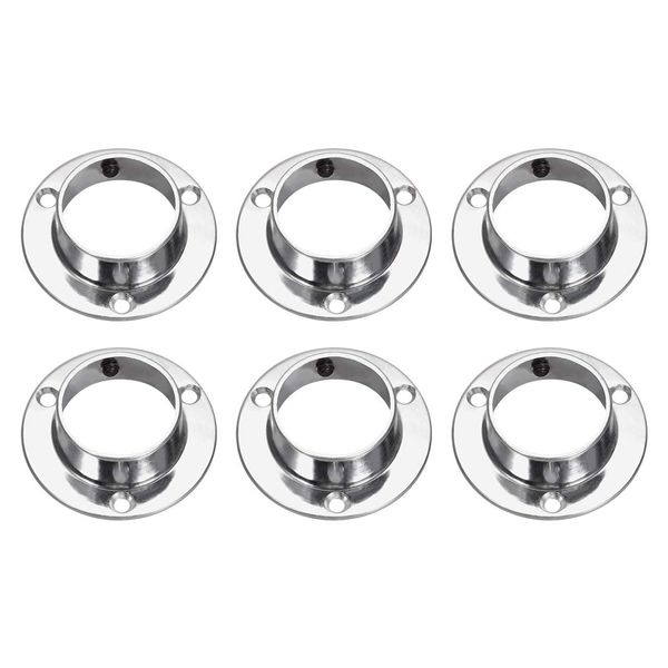 sourcing map Closet Wardrobe Rod Flange,32mm/1.26inch Dia, Socket Bracket Support Holder for Pipe 6Pcs