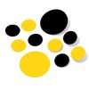 Black/Yellow Vinyl Wall Stickers - 2 & 4 inch Circles (60 Decals)