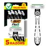 BIC Flex 5 Sensitive Disposable Razor, 5-Count Pack of Men's Razors