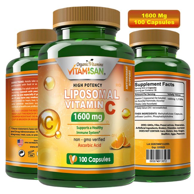 Vitamin C 1600 mg. 100 Capsules  / TABLETS Vitamina C liposomal High Potency