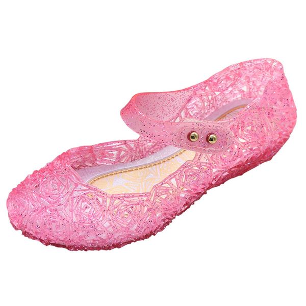 Kawai Peach Girls Princess High Heel Sandals Party Dancing Cosplay Jelly Shoes Pink Velcro Fasten 10.5 Little Kids