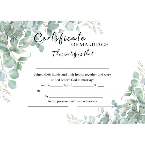 Marriage Certificate - Eucalyptus