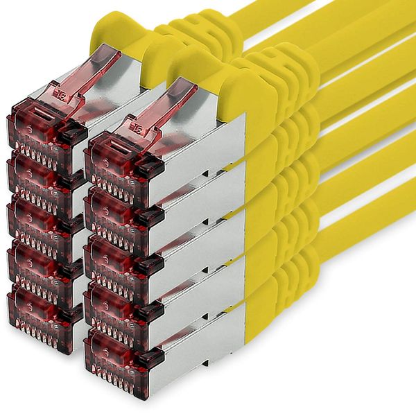 1CONN Cat6 Network Cable 10 x 0.25 m Yellow Ethernet Cable LAN Cable Cat6 LAN Network Cable Sftp Pimf Patch Cable 1000 Mbit s
