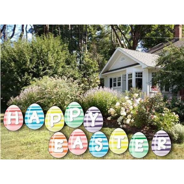 Easter Yard Decoration - Happy Easter Eggs (22 short Stakes)