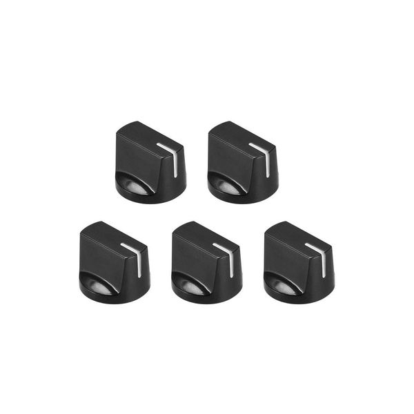 sourcing map 5Pcs 6.4mm Shaft Hole Guitar Effect Pedal Knobs Pointer Control Knobs with Set Screw Black