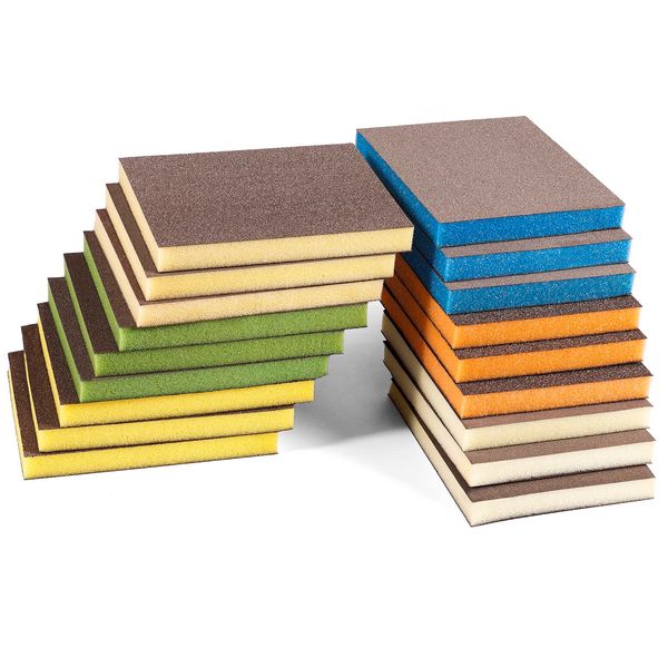 18 Pc 60-280 Sanding Sponge Pads Kit Ultra Fine Sanding Sponges Reusable Sanding Pads Wet Dry Super Soft Foam Sand Block Sandpaper Sponge for Furniture Tub Metal Wood Model Drywall Rust Removal