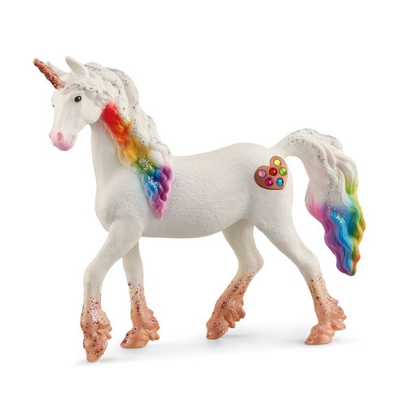 Schleich bayala Mythical Rainbow Love Unicorn Mare Figurine - Featuring Glittery Decorated Details and with Shiny Spiral Horn, Imaginative Fun and Durable Toy for Girls and Boys, Gift for Kids Ages 5+