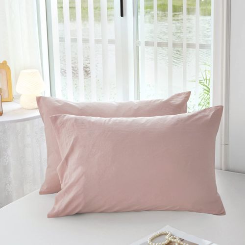 MILDLY King Pillowcases - 2 Pack Ultra Soft Washed Microfiber Shrinkage and Fade Resistant Pillow Covers with Envelope Closure 20 x 40 Inches, Pink