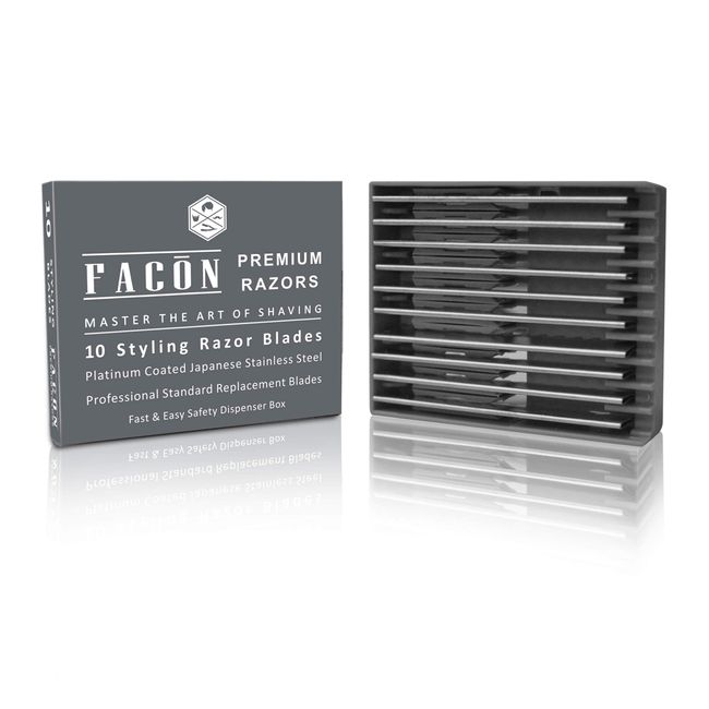 Facón Professional Hair Styling Thinning Texturizing Cutting Razor Replacement Blades - 10 Count