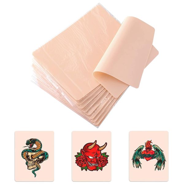 Samcos Tattoo Practice Skins 10 Silicone Practice Practice Blank Double Sided Skin Fake Skin Tattoo Kit for Beginners Tattoo Practice