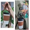 Bombinate Leather Cup Holder Round Coffee Handle Strap Bag