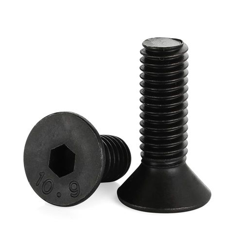 #4-40 x 1/4" Flat Head Socket Cap Screws Countersunk Bolts Countersunk Bolts, Alloy Steel Grade 10.9, Fully Threaded, Black Oxide, 50 PCS