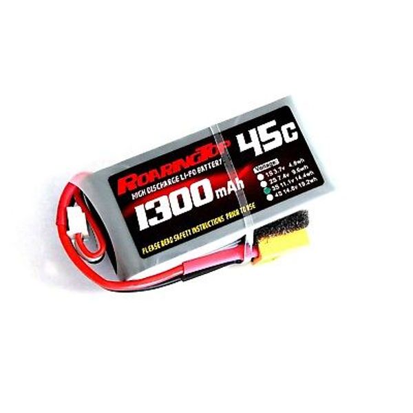 RoaringTop LiPo Battery Pack 45C 1300mAh 3S 11.1V with XT60 Plug