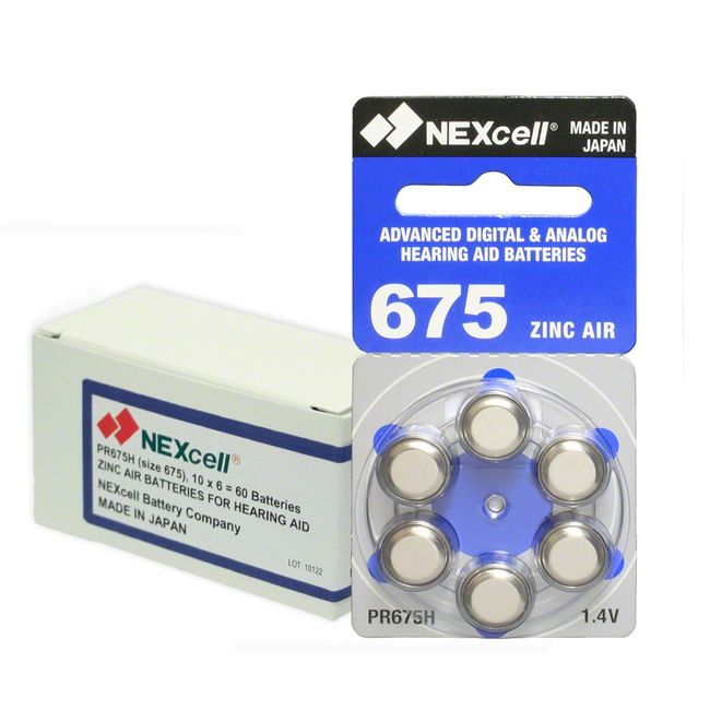 NEXcell Hearing Aid Batteries Size 675, PR44 (60 Batteries)