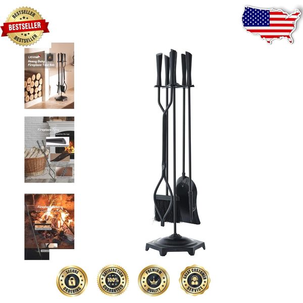 Durable 5-in-1 Fireplace Tools Set with Neoclassical Design for Easy Storage