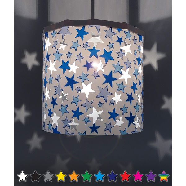 Ereki Ceiling Pendant Light Shade - Star Light Projection Effect Light Cover - Magnetic Ceiling Night Light Lampshade Kit for Interchangeable Designs, Blue