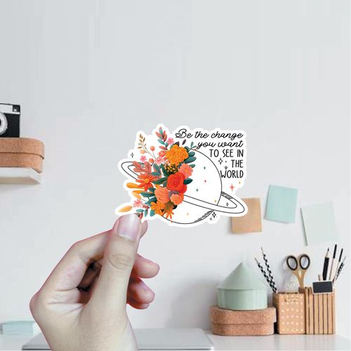 (3Pcs) Be The Change You Want To See In The World Stickers Motivational Quotes Stickers Decal Waterproof Vinyl Stickers Adult for Laptop Kindle Car Tumbler Water Bottle Mug Phone Notebook Size 3”x2.3”