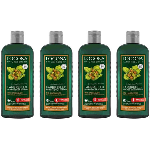 Logona Colour Reflex Shampoo Brown / Black Organic Hazelnut 4 x 250 ml