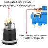 ESUPPORT 12V Car Vehicle Red LED Light Headlight Push Button Metal Toggle Switch Socket Plug Wire Latching 19mm Balck Shell