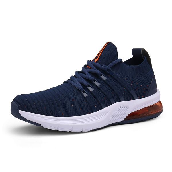 Zcoli Running Shoes, Lightweight, Mens, Sneakers, Shoes, Womens, Breathable, Airlight Sports Shoes, Easy to Put on, Casual, Walking, Training, For School, For Work, Everyday Wear, deep blue orange, 26.5 cm D