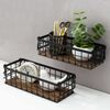 Wall Mounted or Tabletop Rustic Black Metal Wire and Small Storage Baskets