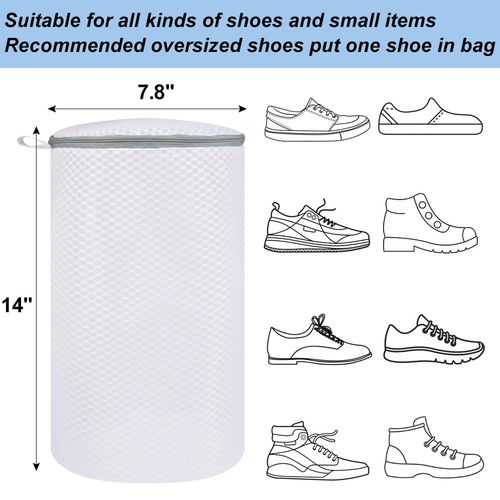 Vivifying Shoe Washing Machine Bag, 2 Pack Honeycomb Mesh Laundry Bag with Zipper for Sneakers, Running Shoes, Sock, Bras, Delicates and Toys