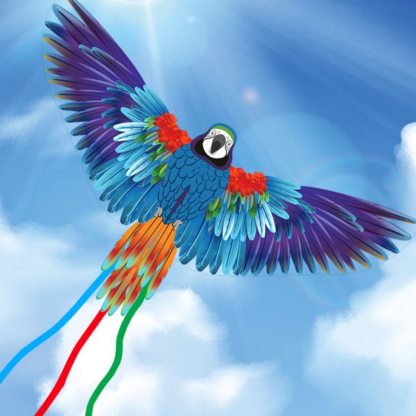 JEKOSEN Parrot Huge Kite for Kids and Adults Easy to Fly Single Line String with Tail for Beach Trip Park Family Outdoor Games and Activities