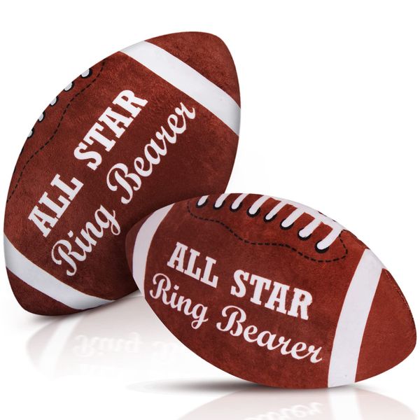 2 Pieces All Star Ring Bearer Football Plush Baby Football Stuffed Fluffy Toddler Football Thank You Wedding Gift for Wedding Boys Girls Newborn Infant Kids