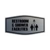Fancy Restroom & Shower Facilities Sign (Brushed Silver) - Large