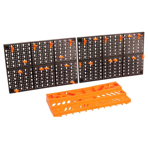 VViViD 27 pcs ABS Plastic 39" x 10.5" Wall-Mounted DIY Tool Organizer Pegboard and Tray Set 50lb Capacity.