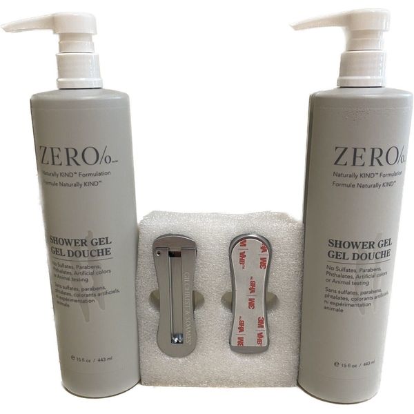 Gilchrist & Soames Zero% 2 Shower Gel 15 OZ Naturally KIND & 2 Brackets 