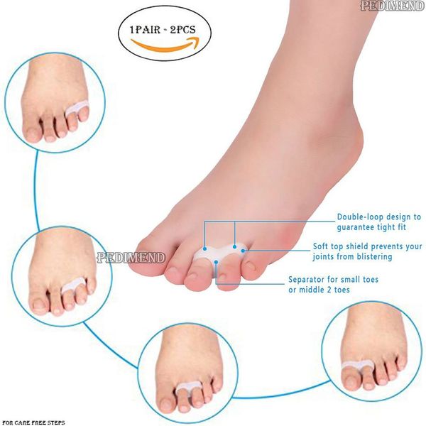 PEDIMEND™ Double Hole Small Toe Separator | Tailor's Bunion Corrector | Bunion Adjuster | Relieve Pressure/Avoid Toe Squeezing | Stretches & Aligns Toes | Increase Circulation | Unisex | Foot Care